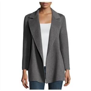 Theory Clairene New Divide Wool Cashmere Coat Charcoal Melange Grey Size Small